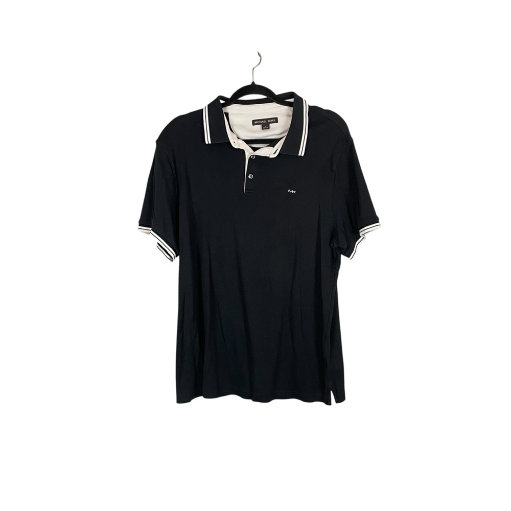 Michael Kors Black Tipped Polo Shirt Men’s Size L 100% Cotton